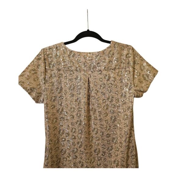 JUDE CONNALLY Ella Leopard Sequin Print Pullover Mini Dress - Size Medium - Picture 5 of 8
